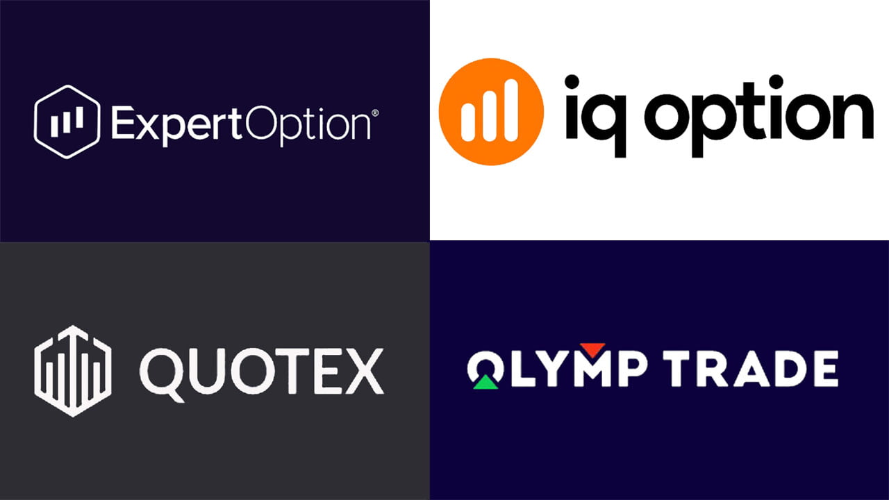 Binary Options platforms logos (iqoption+expertoption+quotex+olymptrade)